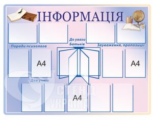 Інформаційний стенд з перекидною системою на 5 кишень