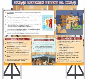 Стенд “Заходи пожежної безпеки на складі”