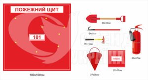 Стенд пожежний щит на жерсті з магнітами