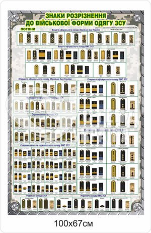 Пластиковий стенд “Знаки розрізнення до військової форми одягу ЗСУ”