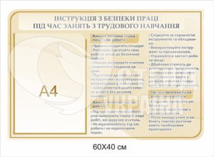 Стенд “Інструкції з безпеки праці під час занять з трудового навчання”