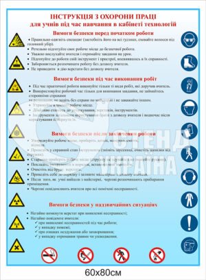 Стенд “Інструкція з охорони праці в кабінеті технології”