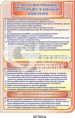 Стенд “Правила внутрішнього розпорядку в шкільній майстерні”
