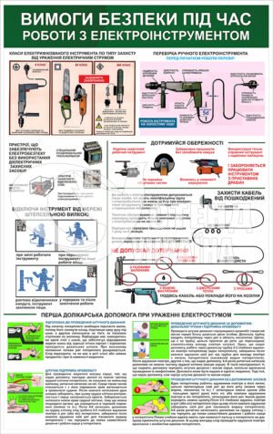 Стенд “Вимоги безпеки під час роботи з електроінструментом”