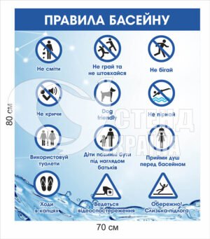 Пластикова табличка “Правила басейну”
