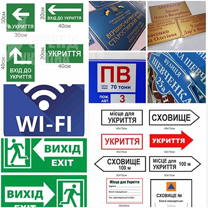 Комплект стендів і вказівників для укриттів